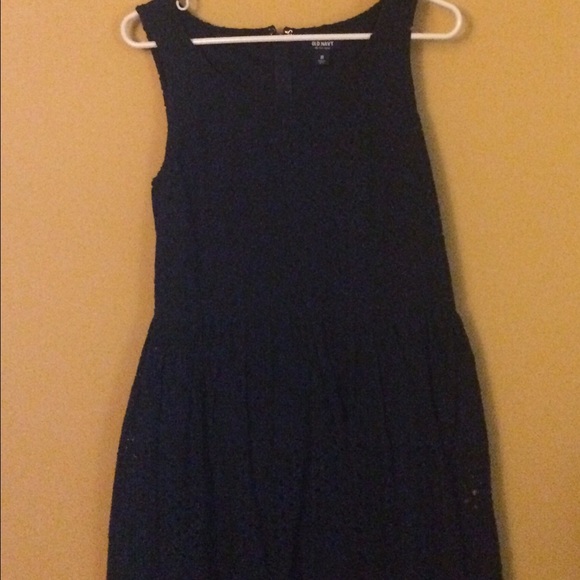Navy Blue Eyelet Tank Dress