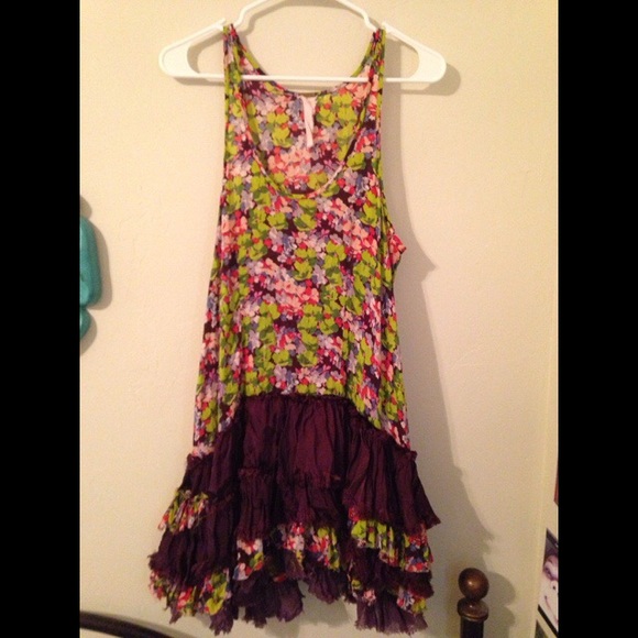Selena Gomez free people floral ruffle tank dress