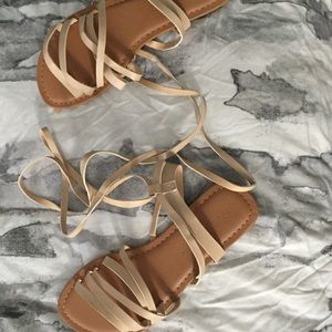 Nude Lace Up Sandals