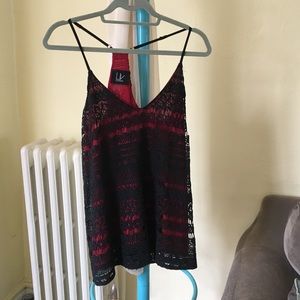 Black and red crotchet top