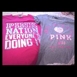 2 PINK T-shirts XS