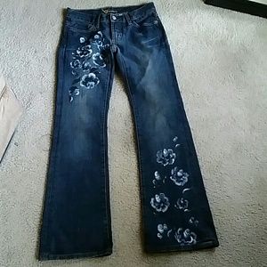 Unique Bebe Painted Flower Bootcut Jeans