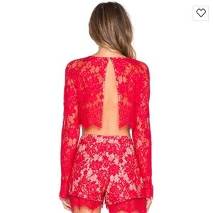 The Jetset Diaries Red Piazza crop top/short set