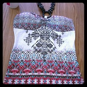 Halter tie patterned tank