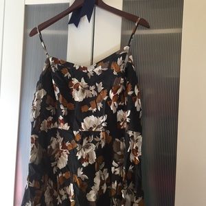 Floral dress in navy, gold and ivory