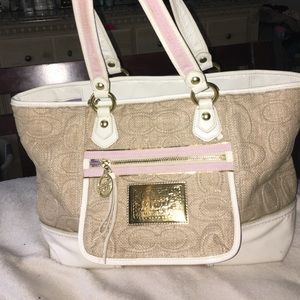Straw coach poppy bag