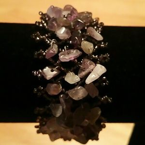Purple Rock and Beaded Bracelet