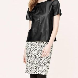 Ann Taylor LOFT Faux Leather Tweed Top