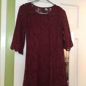 Maroon Lace Dress