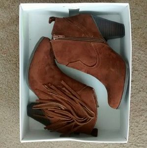 Fringe ankle boots