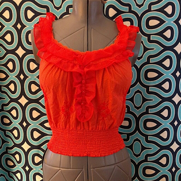 Orange adorable frilly tank