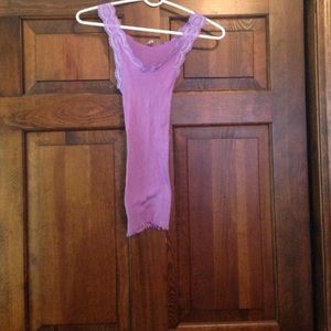 100% cotton purple lace stretch tank top