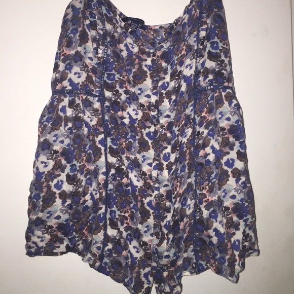 Blue floral American eagle tank top