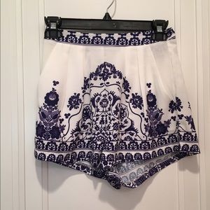Navy and White Porcelain Shorts with pockets