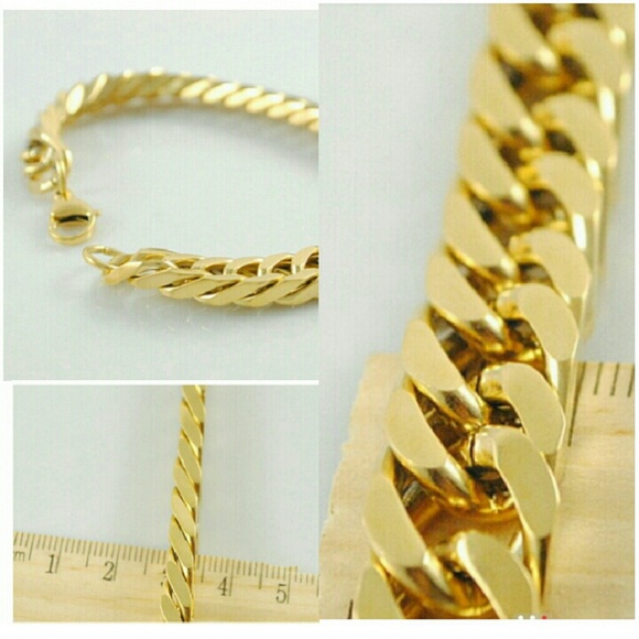 🆕 18KT GOLD PLTD STAINLSS STEEL UNISEX BRACELET - Picture 3 of 3