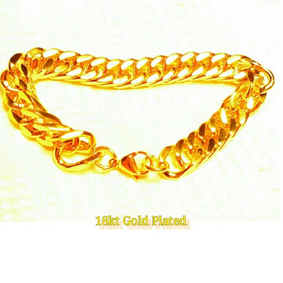 🆕 18KT GOLD PLTD STAINLSS STEEL UNISEX BRACELET - Picture 2 of 3