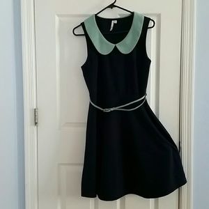 Hello Miss navy blue dress with scoop collar