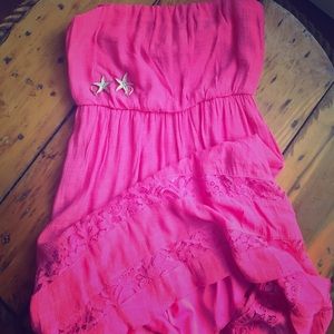 Pink strapless high low, summer dress
