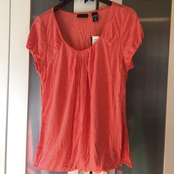 Orange and white striped tee