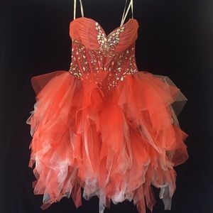Gorgeous, size 0, bright orange prom dress.