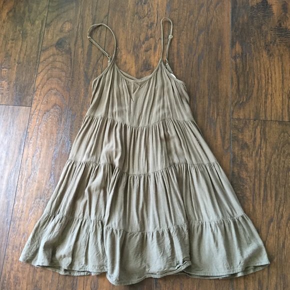 Olive green open back babydoll dress