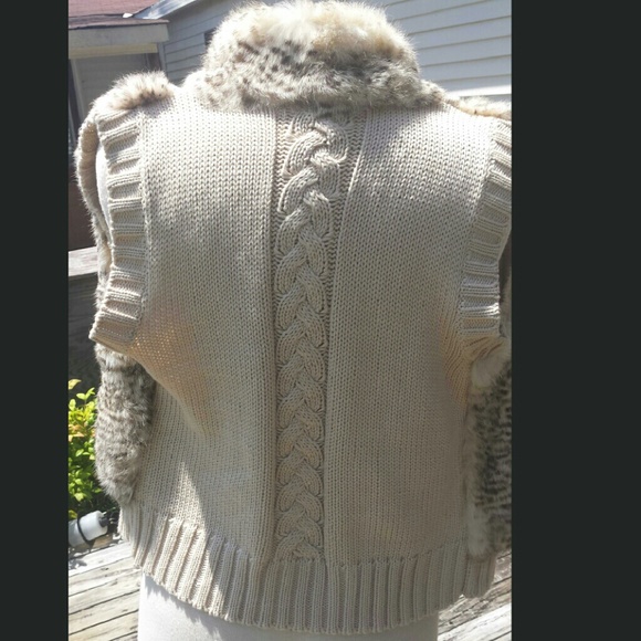 Small Faux Fur & Leather  Sweater Vest - Picture 2 of 4