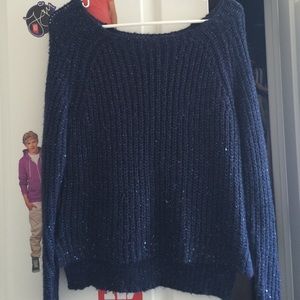 gorgeous blue knit sweater!