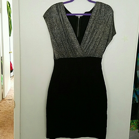 Nicole black and soft glittery silver dress.