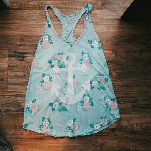 🏝 Mint anchor floral tank