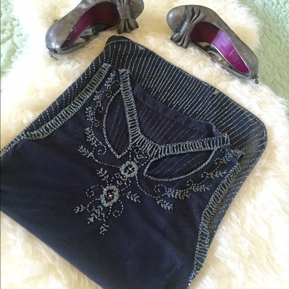 Sequined Blue-Grey Mini Cocktail Dress