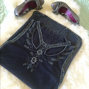 Sequined Blue-Grey Mini Cocktail Dress