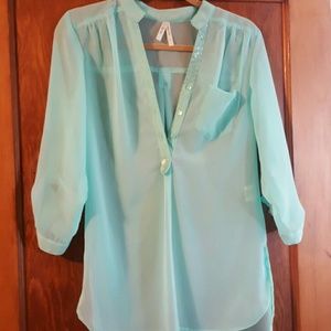 Mint Green chiffon tunic shirt