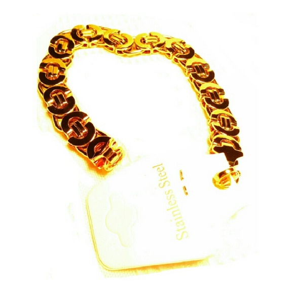 🆕  18K GOLD PLTD BYZANTINE UNISEX BRACELET - Picture 3 of 3