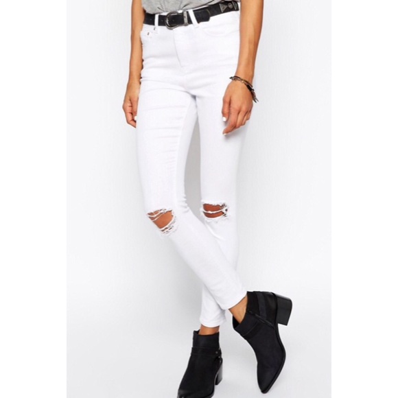 ASOS Denim - ASOS Ridley High Waisted White Skinny Jeans 26