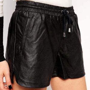 Leather Shorts with drawstring detail