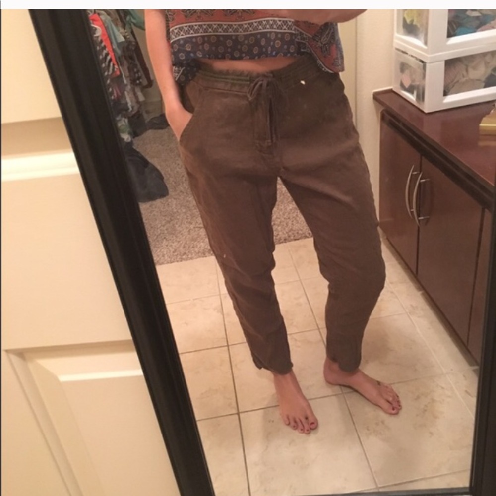 Anthropology army green/brown crop boyfriend pant