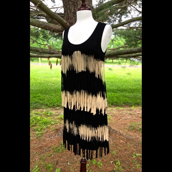 Urban Outfitter's black Knit Dye Fringe  Dress M - Picture 2 of 4