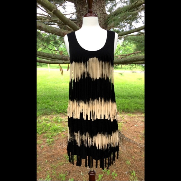 Urban Outfitter's black Knit Dye Fringe  Dress M - Picture 4 of 4