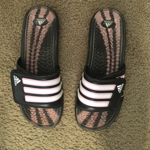 Pink adidas slides