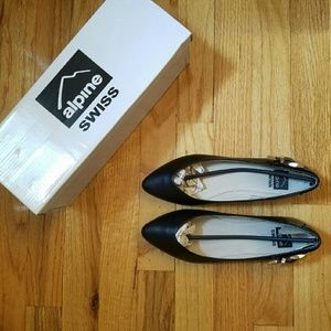 Alpine Swiss Black Pointed Flats