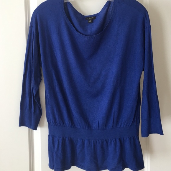 Ann Taylor Cobalt Blue Quarter Sleeve Sweater
