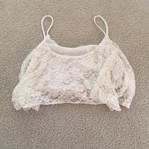 White lace crop top
