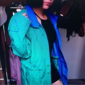 90s VTG sWiShY tEaL & bLuE TrEnCh