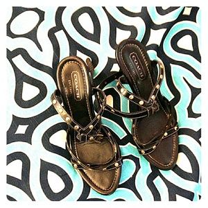 Coach black strappy heels