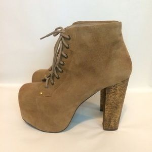 Jeffrey Campbell Taupe Suede Lita Boots