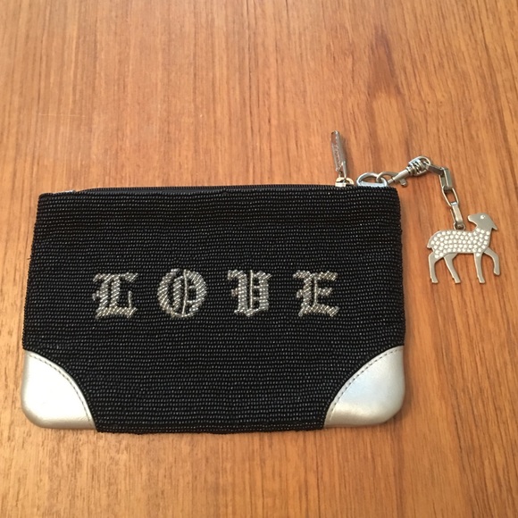 L.A.M.B LeSportsac Black beaded wristlet