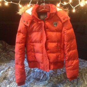 Puffy Coat with Fur Lined Hood