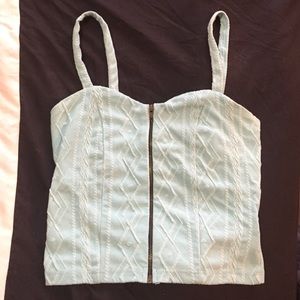Light blue crop top with front zipper!