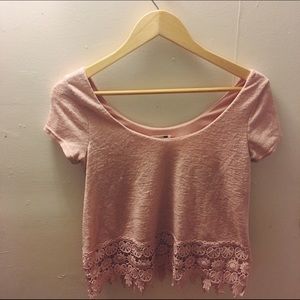 PacSun soft pink scoop top with lace