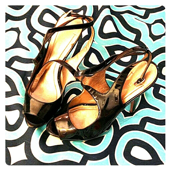 BCBG black patent leather heels
